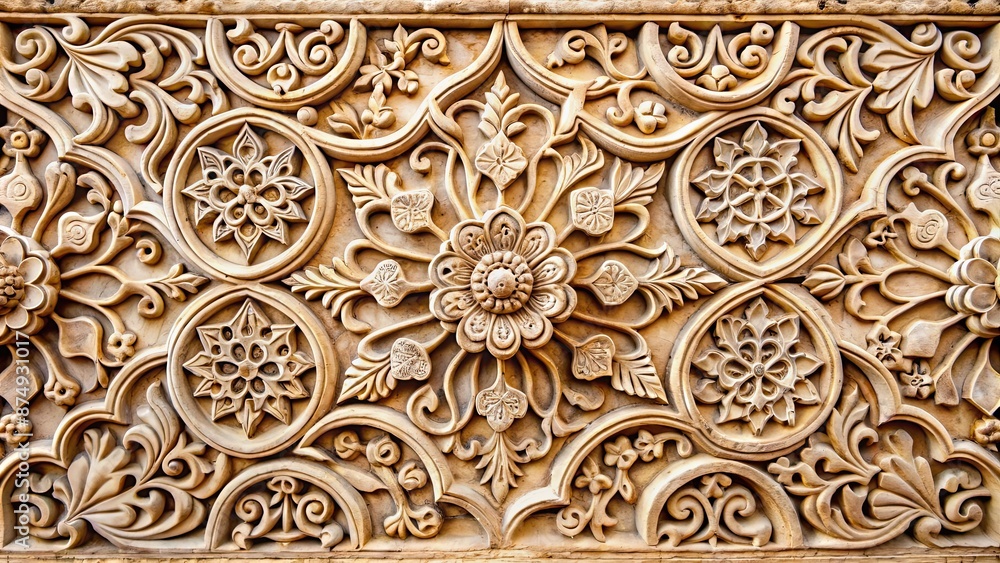 Intricate stone sculpture with ornate floral and swirl patterns showcasing cultural heritage, ornate, detailed, stone Intricate stone sculpture with ornate floral and swirl patterns showcasing cultural heritage, ornate, detailed, stone