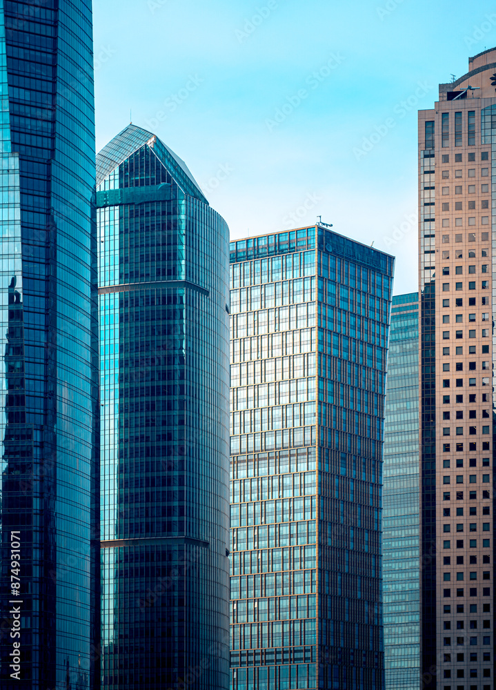 Naklejka premium Urban city view with buildings in Shanghai, China