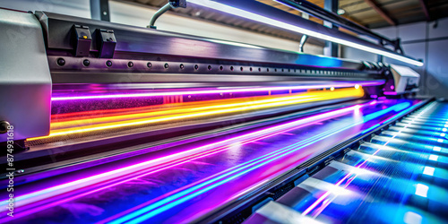 Vibrant colors burst forth from a sleek, glossy sign, showcasing the durability and precision of UV printing, where ultraviolet light cures ink for a high-quality finish.