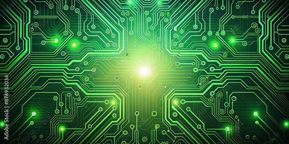 Green tech-style circuit board background, green, technology, circuit board, futuristic, digital, abstract Green tech-style circuit board background, green, technology, circuit board, futuristic, digital, abstract
