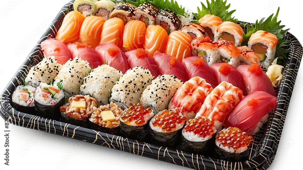 Sushi Platter with an Assortment of Rolls, Nigiri, and Sashimi Sushi Platter with an Assortment of Rolls, Nigiri, and Sashimi