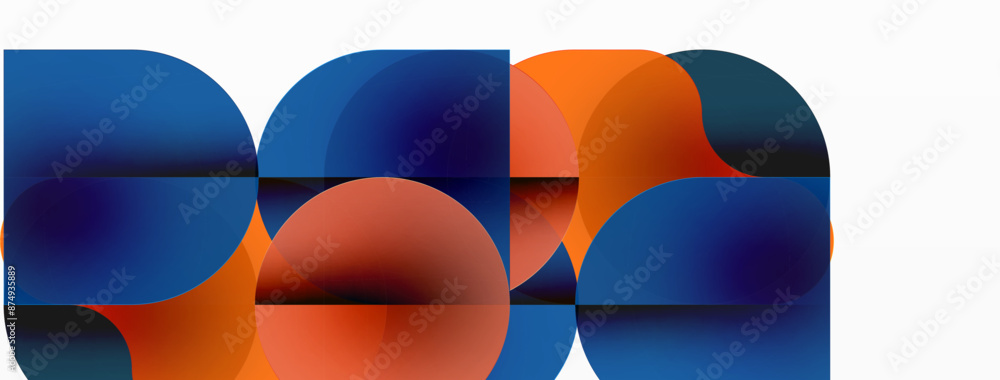 Circles and round shapes geometric minimal background. Transparent geometric shapes composition for wallpaper, banner, background or landing Circles and round shapes geometric minimal background. Transparent geometric shapes composition for wallpaper, banner, background or landing
