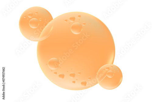 Aesthetic beige, peach color oil serum or molecule of hyaluronic acid or collagen, nano 3D cell vector bio scientific icon. Cosmetology treatment isolated elements Beauty science skin care molecular