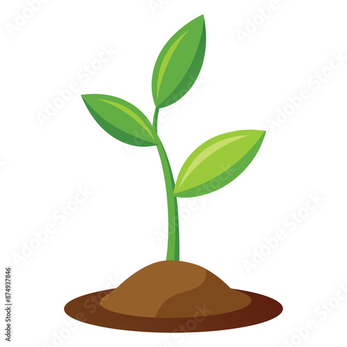 Illustration of Realistic seedling growing in soil