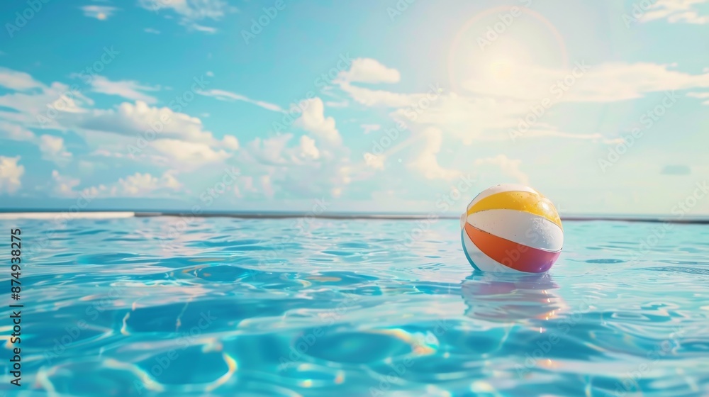 Obraz premium Beach Ball Floating in a Pool