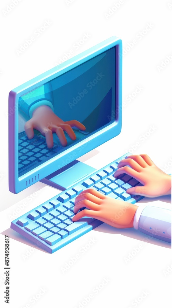 Fototapeta premium a person is typing on a computer keyboard