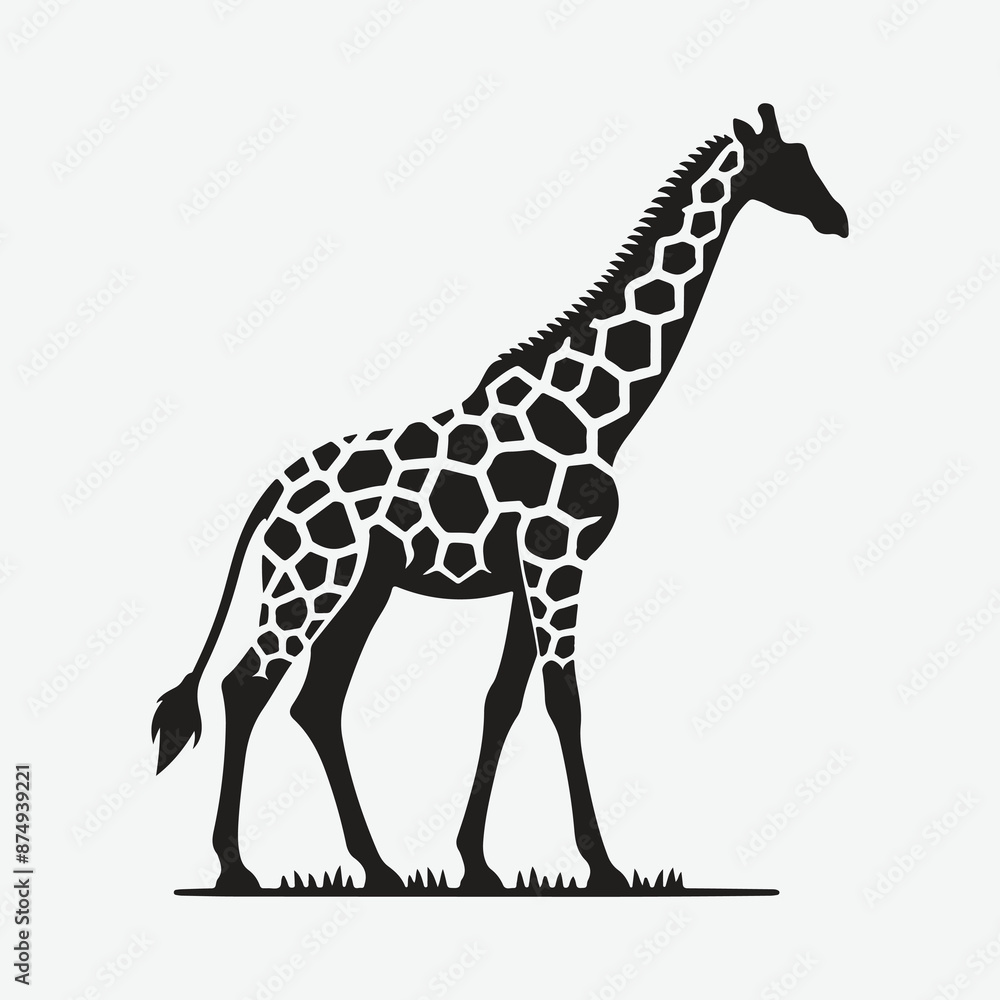 Naklejka premium Print Majestic Giraffe Silhouette: A Timeless Symbol of Grace and Elegance