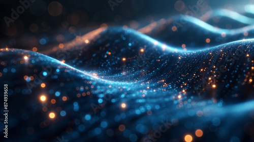 Mesmerizing abstract blue digital background with glowing dots and 3D abstract attractive design. Technology background. big data visualization artificial intelligence