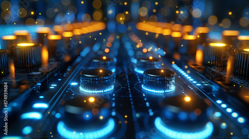 Mesmerizing abstract blue digital background with glowing dots and 3D abstract attractive design. Technology background. big data visualization artificial intelligence