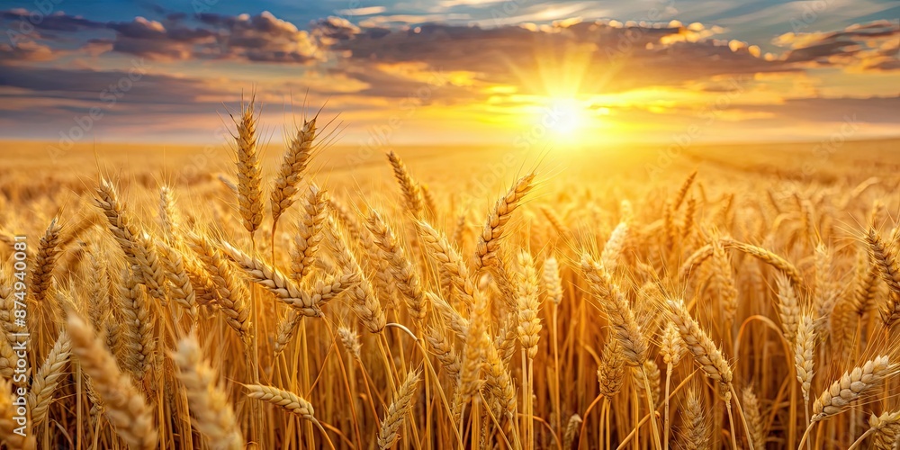 Golden wheat field glowing in the sunrise light , agriculture, farm, landscape, nature, rural, crop, field, golden, morning, sunrise Golden wheat field glowing in the sunrise light , agriculture, farm, landscape, nature, rural, crop, field, golden, morning, sunrise