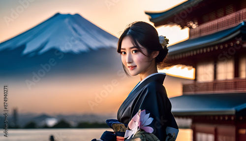 富士山と少女：Mt.Fuji and the girl