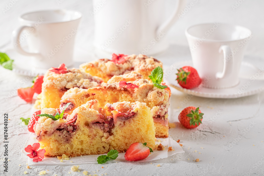 Tasty and sweet strawberry cake made of strawberries. Tasty and sweet strawberry cake made of strawberries.