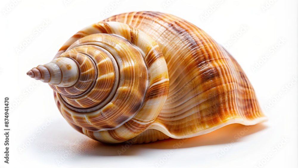 Fototapeta premium Isolated bright spiral seashell conch for decoration element, sea, shell, spiral, conch, isolated, bright, vibrant, decoration