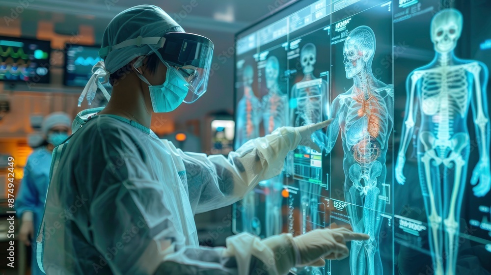 Augmented reality visualization of surgical anatomy overlaid on a patient in an operating room Augmented reality visualization of surgical anatomy overlaid on a patient in an operating room