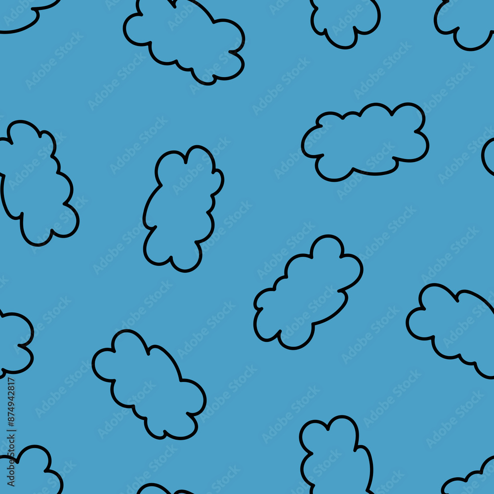 Obraz premium Seamless Clouds on Blue Background. Floating Clouds. Seamless Pattern with Blue Cloud.