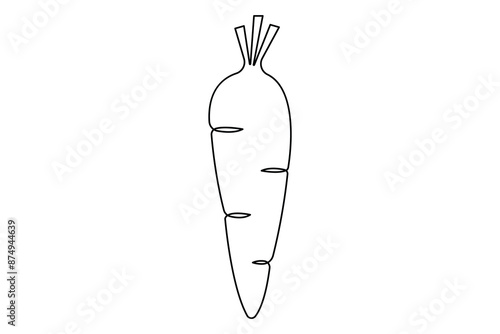 Simple carrot in continuous one line art drawing design, Growing carrot plant minimalist outline vector