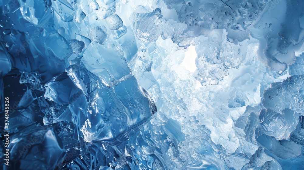 Close-up of icy blue frozen crystals in Arctic cave Close-up of icy blue frozen crystals in Arctic cave