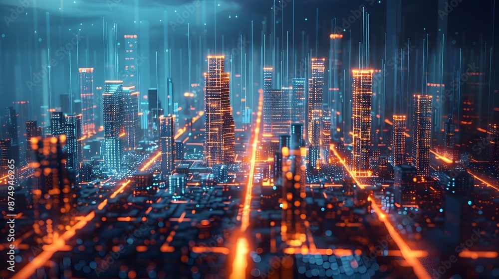 Fototapeta premium Neural enhanced Cityscape Futuristic Urban Landscape Shaped by Algorithmic Design