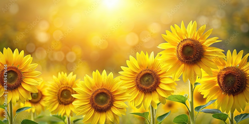 Fototapeta premium Yellow sunflowers symbolizing unwavering faith and unconditional love, faith, love, loyalty, adoration, sunflowers, yellow