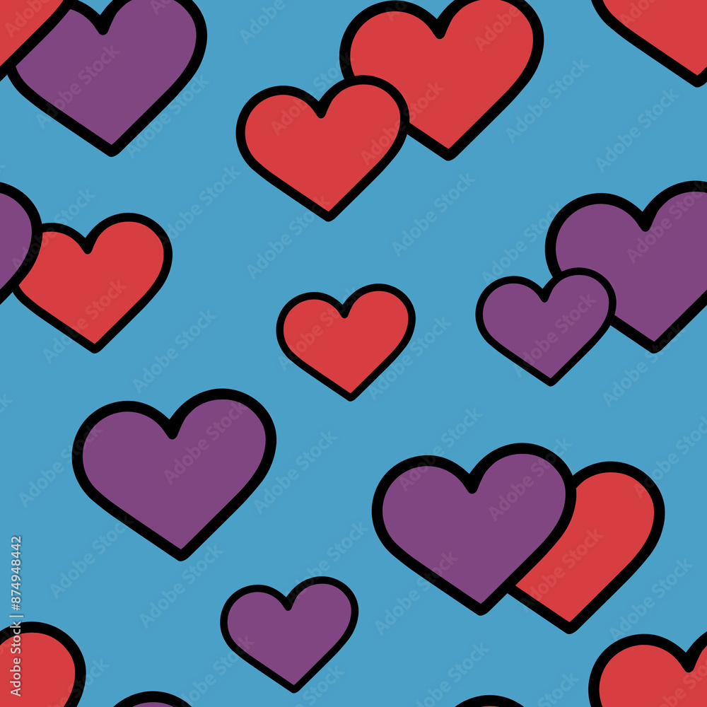 Hand Drawn Heart Seamless Pattern. Love Doodle Tile. Valentine Background. Heart Seamless Illustration. Hand Drawn Heart Seamless Pattern. Love Doodle Tile. Valentine Background. Heart Seamless Illustration.