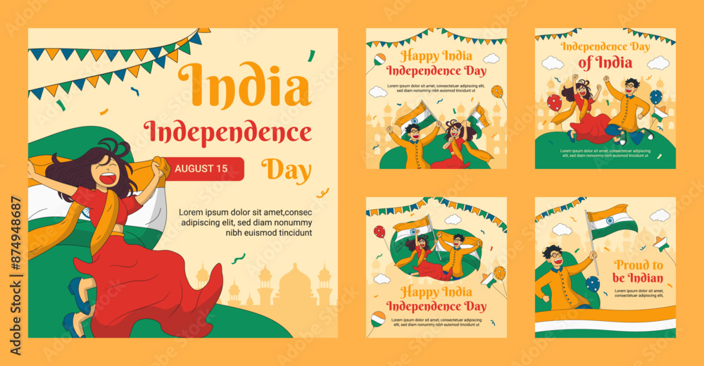 Fototapeta premium India Independence Day Social Media Collection