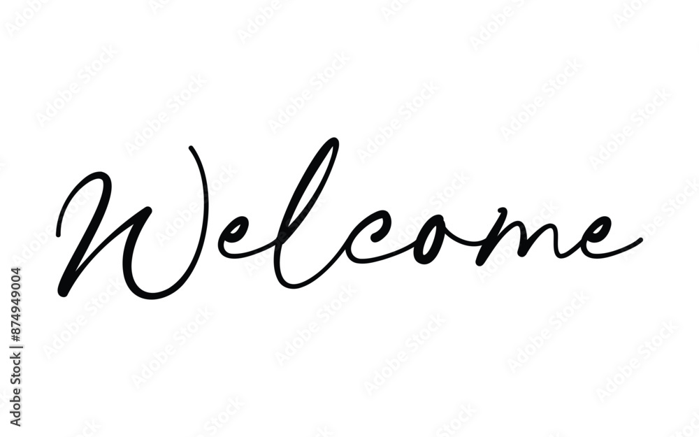 Hand drawn lettering of the word Welcome on white background Hand drawn lettering of the word Welcome on white background