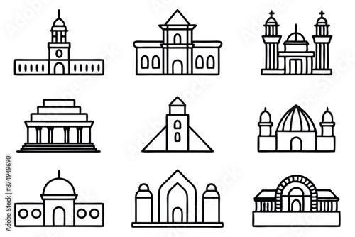 Architectural Sketches Line Art Illustration for Creative Projects