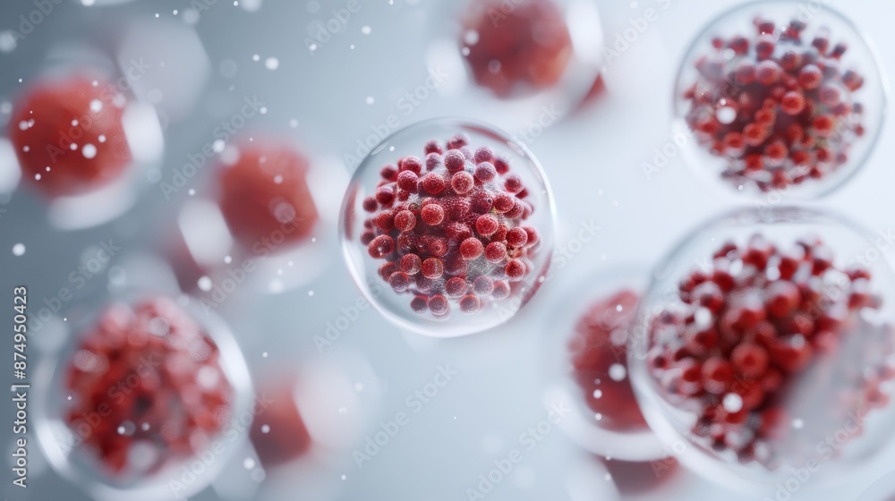 Cellular reproduction and gene-editing, close-up, dynamic color scheme, detailed cell imagery, advanced biotech concept, focus cover all object, deep dept of field Cellular reproduction and gene-editing, close-up, dynamic color scheme, detailed cell imagery, advanced biotech concept, focus cover all object, deep dept of field