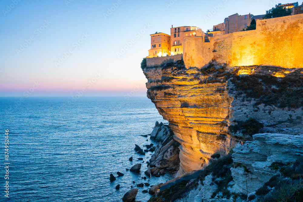 Sunset over the Town of Bonifacio, Corsica, France