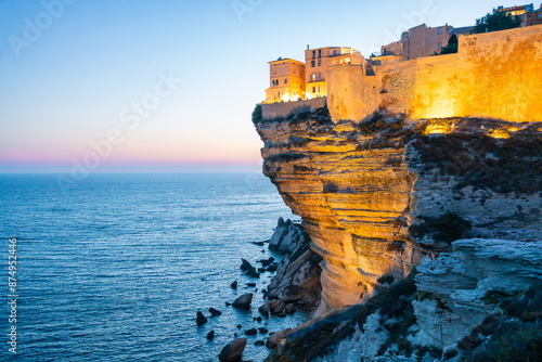 Obraz na płótnie Sunset over the Town of Bonifacio, Corsica, France w salonie