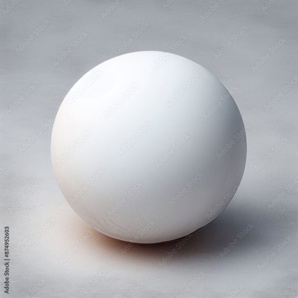 A smooth white 3D sphere sits isolated on grey background resembling a lone pearl
