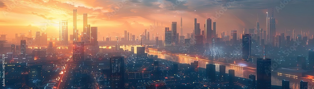 AI-generated cityscape with sleek, futuristic buildings, depicting advanced urban planning AI-generated cityscape with sleek, futuristic buildings, depicting advanced urban planning