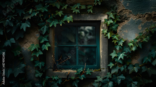 A window with ivy growing out of it