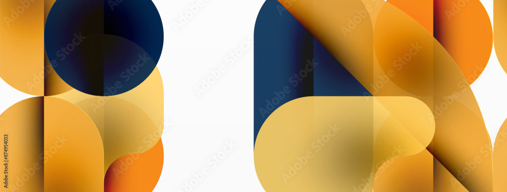 Circles and round shapes geometric minimal background. Transparent geometric shapes composition for wallpaper, banner, background or landing Circles and round shapes geometric minimal background. Transparent geometric shapes composition for wallpaper, banner, background or landing