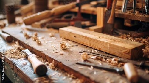 Carpenter's Workbench with Tools