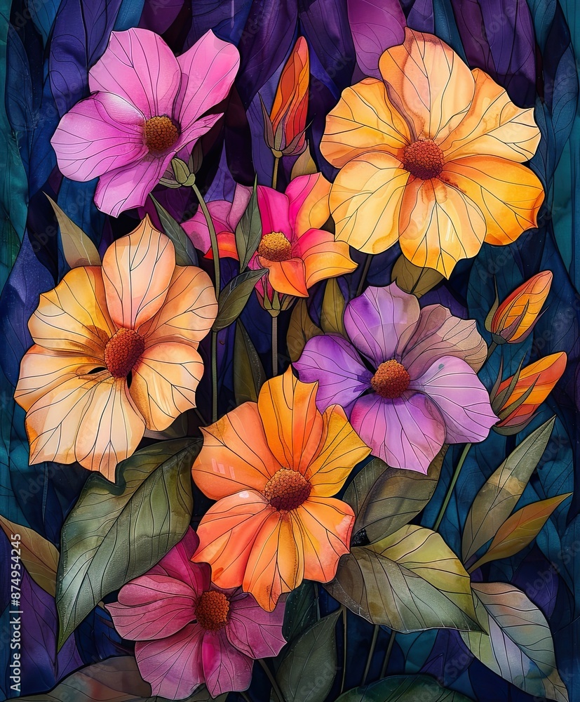 custom made wallpaper toronto digitalBeautiful Watercolor Bouquet of Turtlehead (Chelone obliqua) Flowers Depicted in Pastel Shades of Alcohol and Ink.