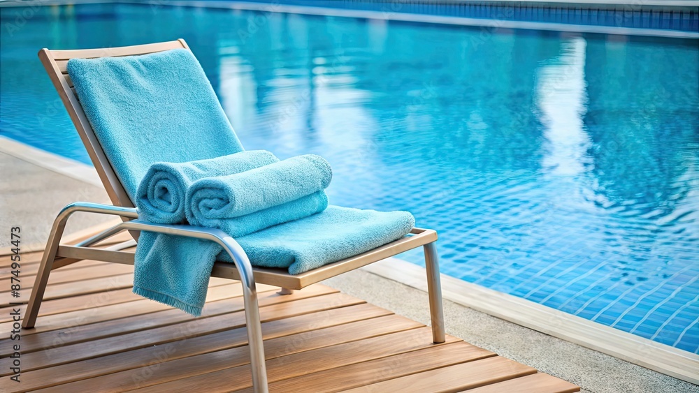 Light blue towels on a beach chair by the pool , towels, light blue, beach, chair, pool, relaxation, fabric, fluffy, soft Light blue towels on a beach chair by the pool , towels, light blue, beach, chair, pool, relaxation, fabric, fluffy, soft