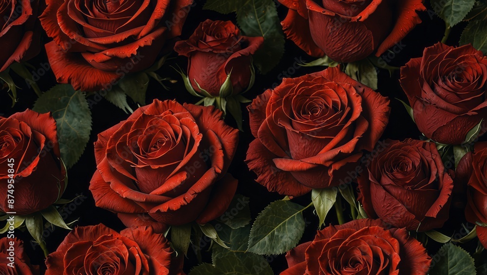 red roses on a black background with gold. red roses on a black background with gold.