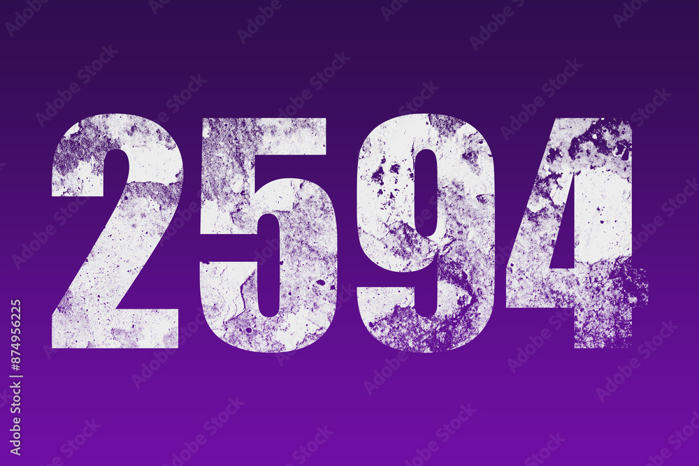 flat white grunge number of 2594 on purple background. flat white grunge number of 2594 on purple background.