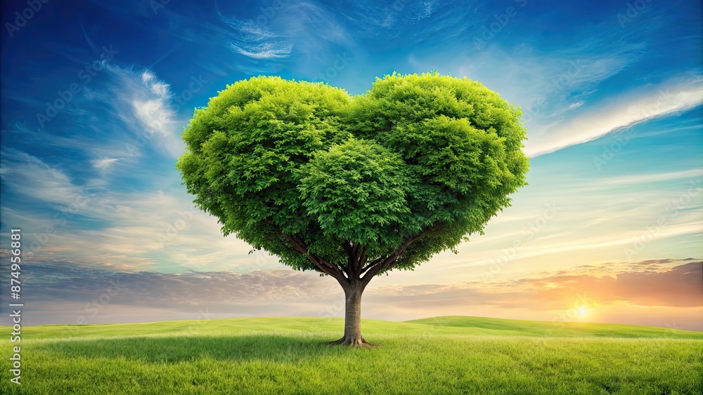 Heart-shaped tree representing love for nature and the environment, love, nature, tree, heart, green, eco-friendly Heart-shaped tree representing love for nature and the environment, love, nature, tree, heart, green, eco-friendly