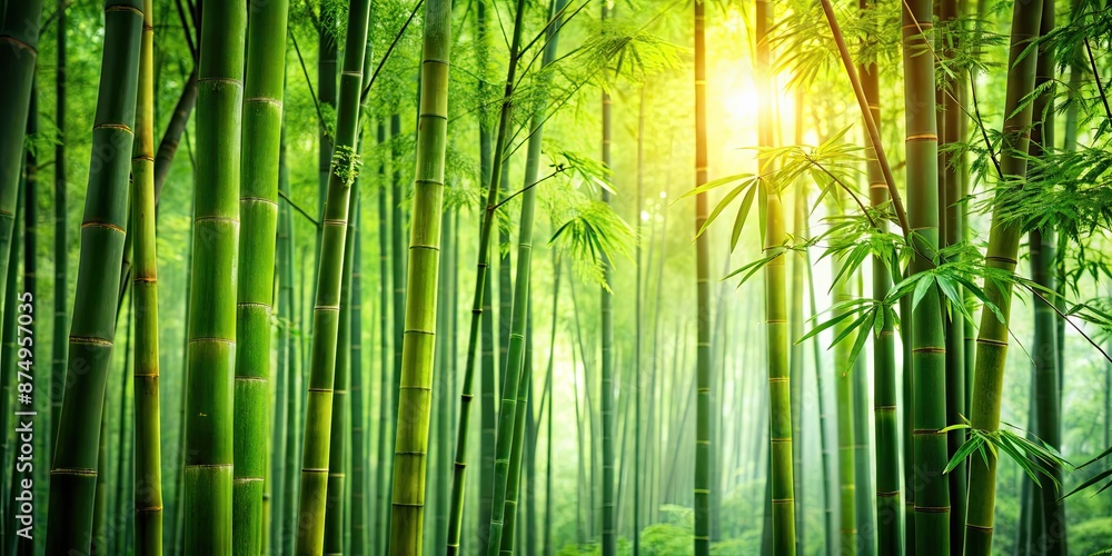 Fototapeta premium Green bamboo forest wallpaper with lush foliage and peaceful ambiance, bamboo, green, forest, nature, wallpaper, background