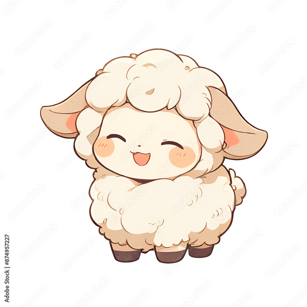 A cute cartoon sheep with a big smile on its face A cute cartoon sheep with a big smile on its face