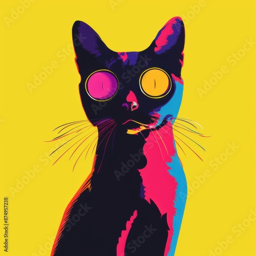 Stylish illustrative black cat photo