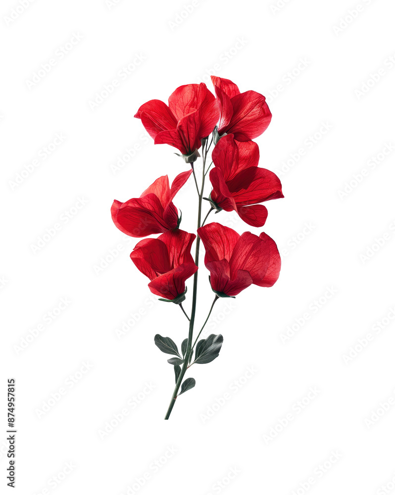 Red sweet pea flower, isolated on transparent background Red sweet pea flower, isolated on transparent background
