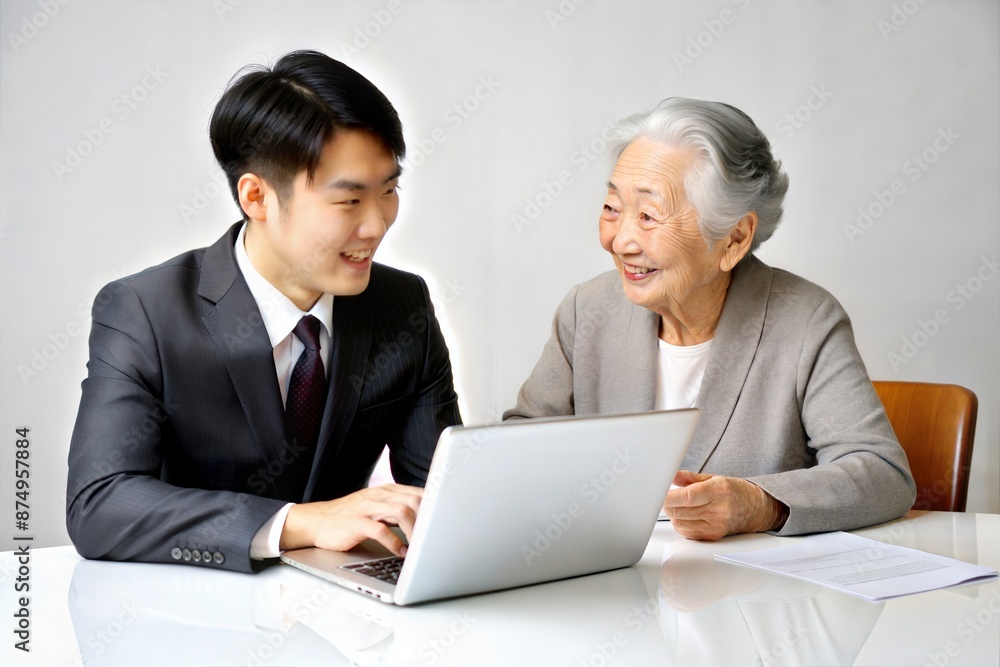 Asian Insurance Agent Assisting Elderly Customer
Asian Insurance Agent Assisting Elderly Customer