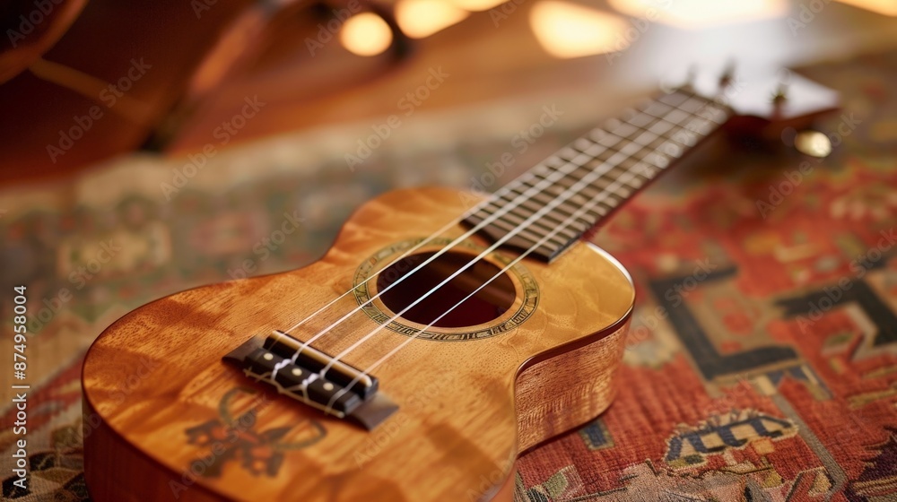 Fototapeta premium The ukulele, small and cheerful, brings a joyful, laid-back vibe to any musical setting.