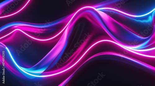 Abstract Neon Lights on a Dark Background