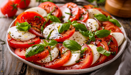 Fresh caprese salad with mozzarella fresh tomato