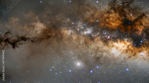 A close-up view of the Milky Way galaxy, showcasing the intricate details of dust clouds and nebulae.