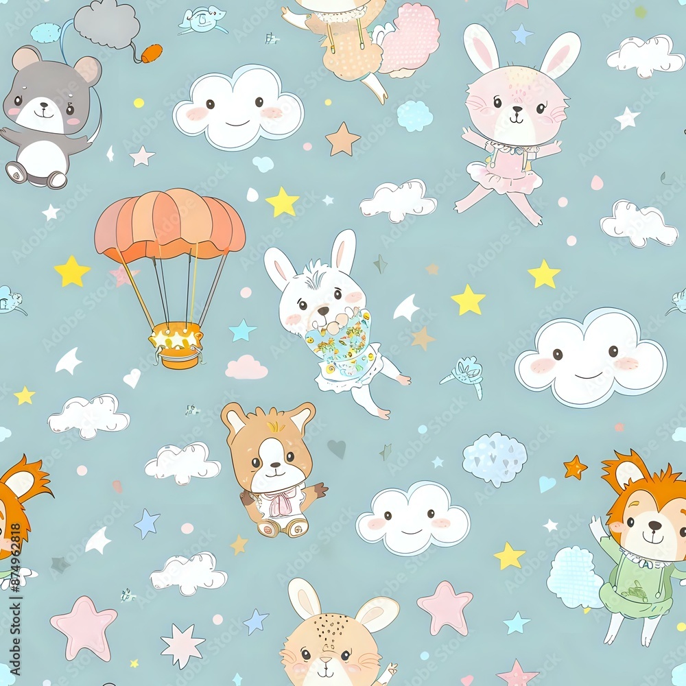 Cheerful Cartoon Animal Parachute Design Cheerful Cartoon Animal Parachute Design